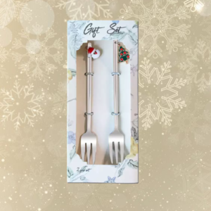 Dúo cuchara - tenedor de colgante navideño.