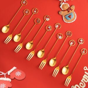 Set 6 Cucharas forma de círculo con colgante navideño