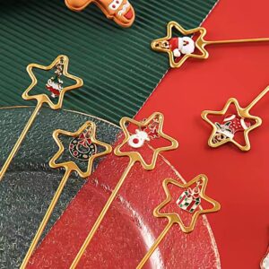 Set 4 Cucharas forma de estrella con colgante navideño